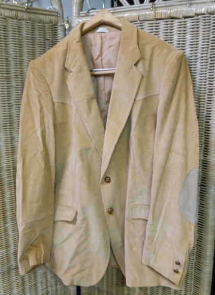 BARRAGE Western Sports Coat/ Blazer Corduroy Beige Padded Elbows 44R - Picture 1 of 9